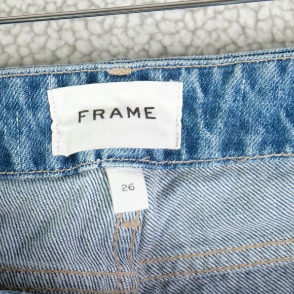 Frame Jeans Womens 26 Blue Le Mini Boot Cut Distressed Stone Wash Whiskers 34L - Picture 9 of 12